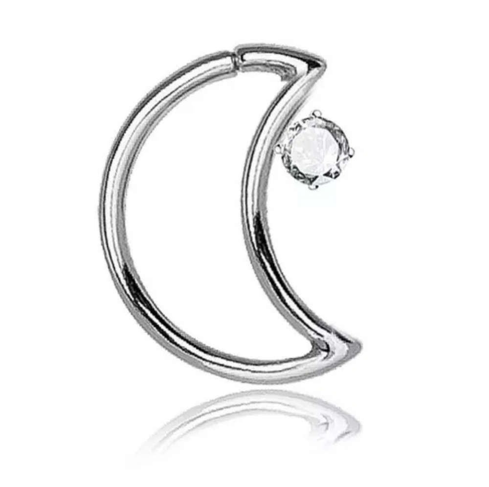 Moon shape segment Ring- silver